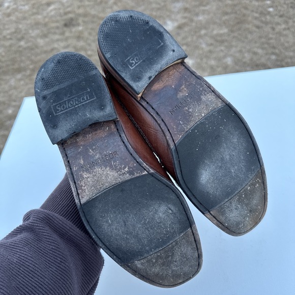 Bostonian Loafers Mens 7.5 Brown Woven Leather Kiltie Tassel Slip on Dress Shoes - Picture 7 of 9